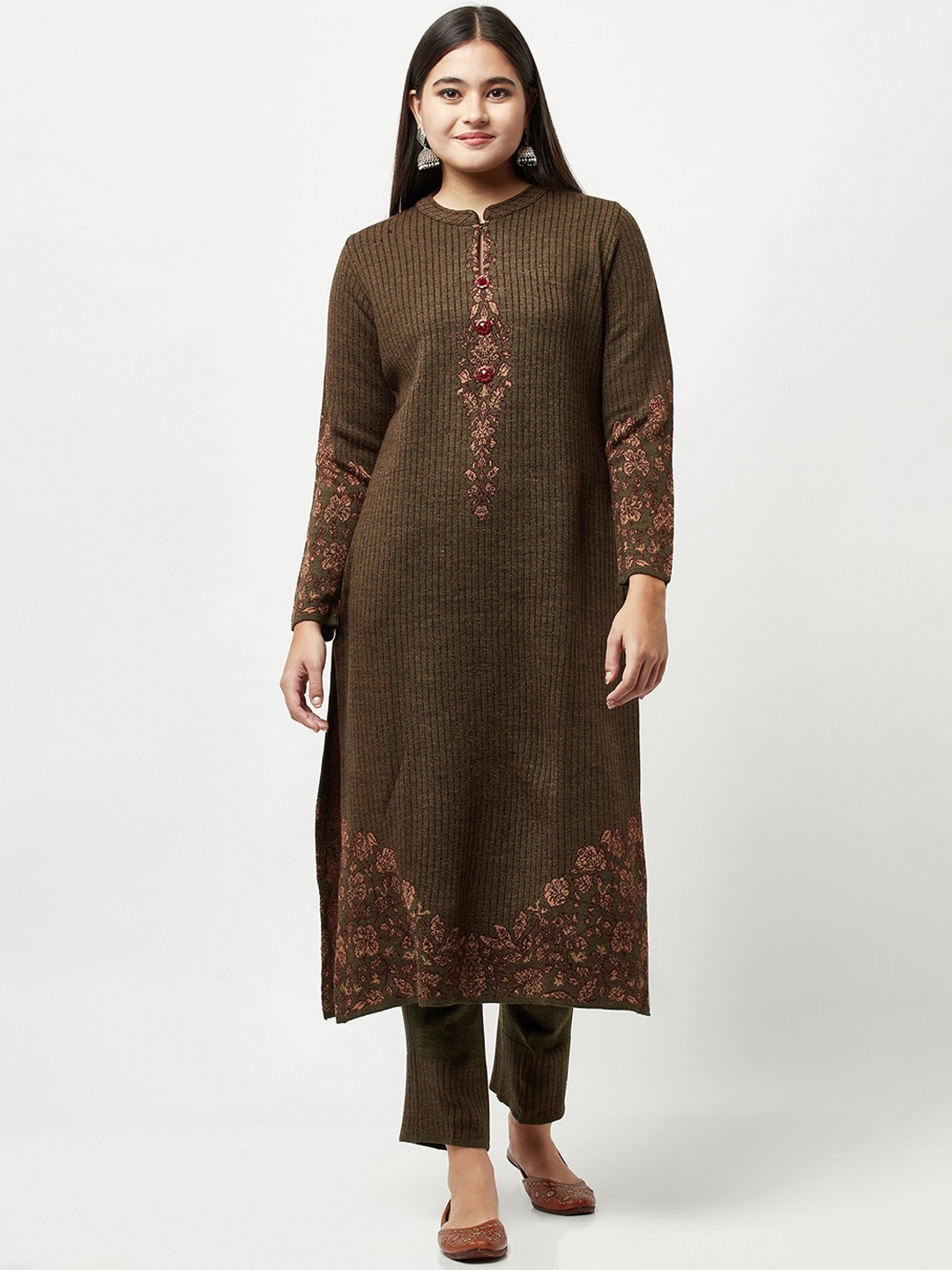 

Knitstudio Women Green Printed Kurta with Trousers