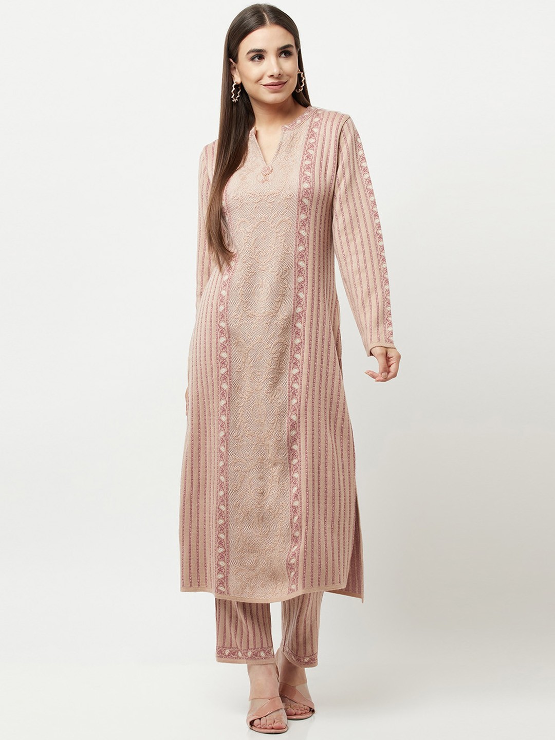 

Knitstudio Women Pink Kurta with Trousers