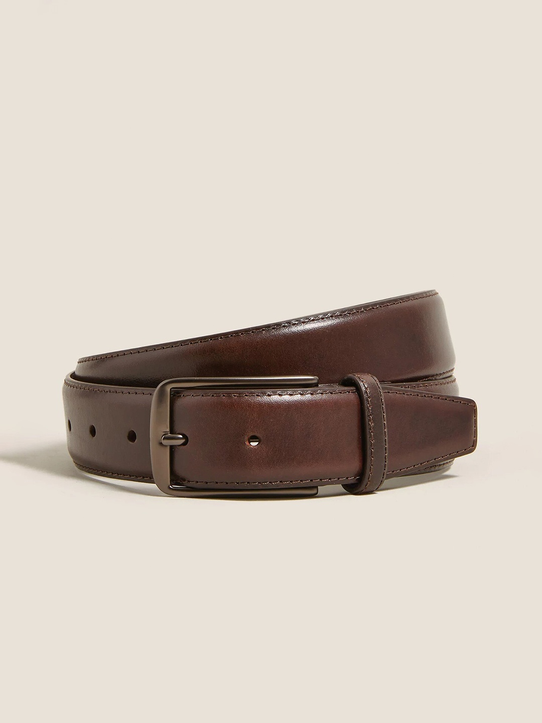 

Marks & Spencer Men Brown Leather Belt