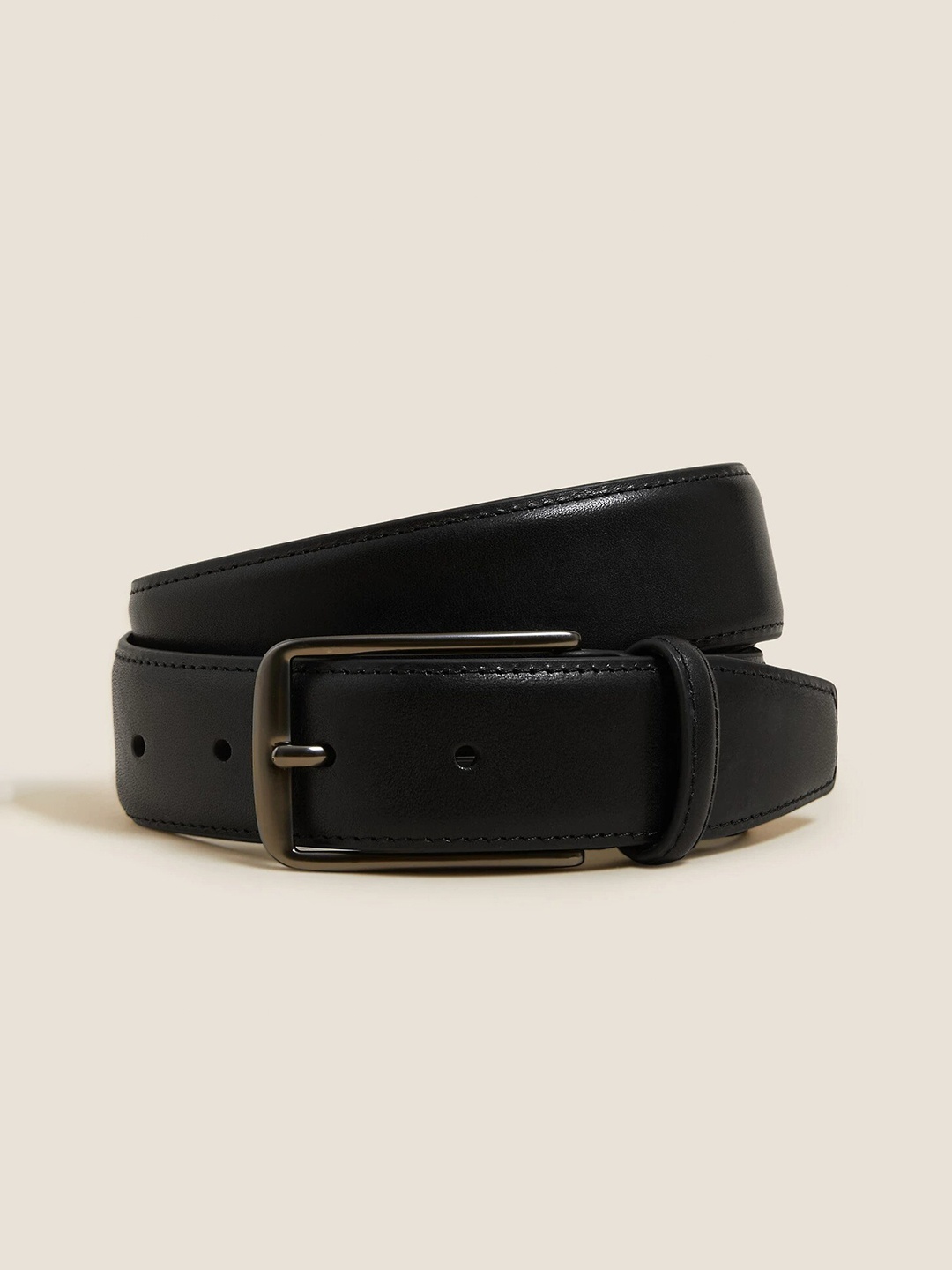 

Marks & Spencer Men Black Leather Formal Belt
