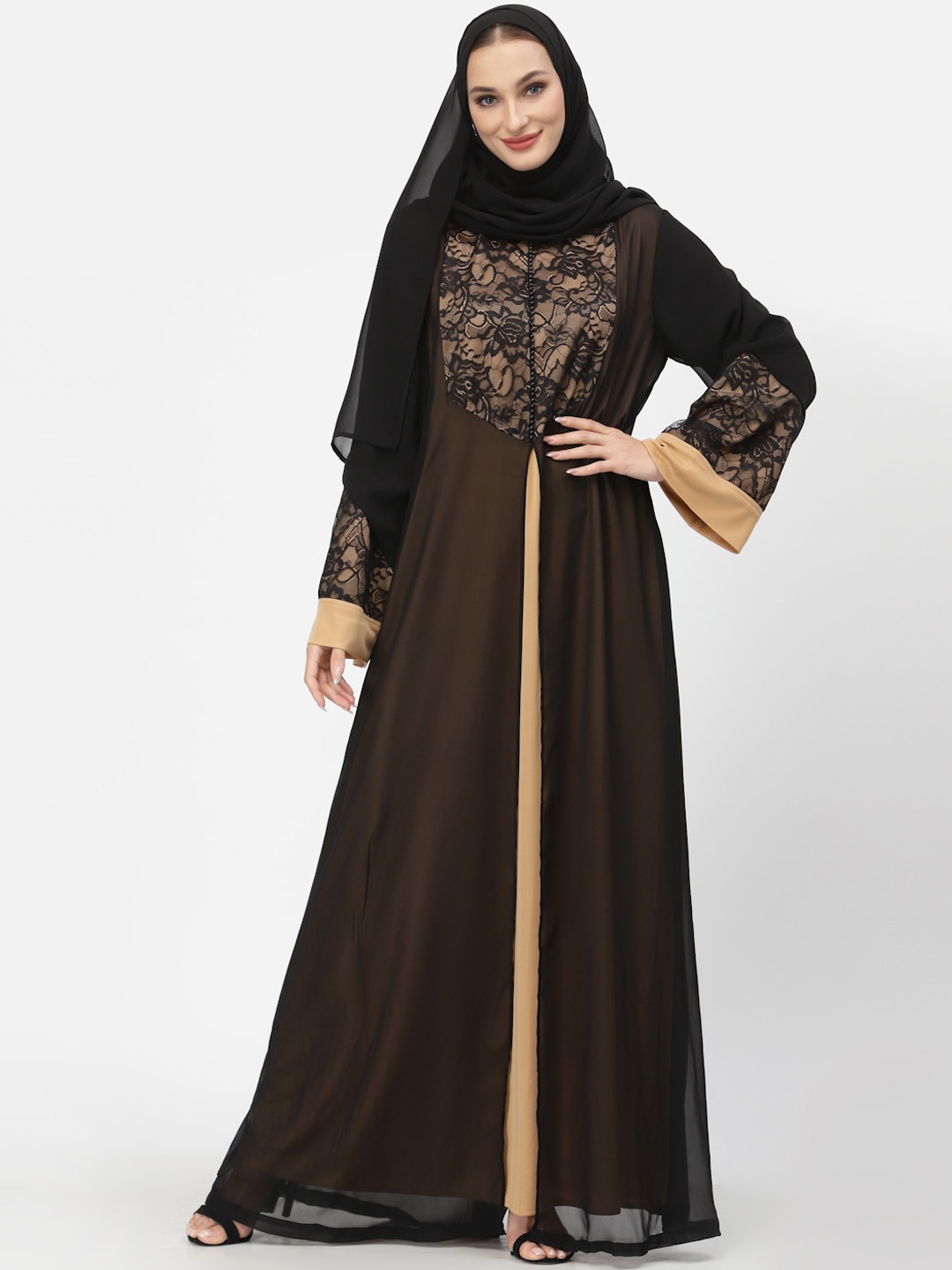 

Just Wow Women Black Solid Abaya Burqa