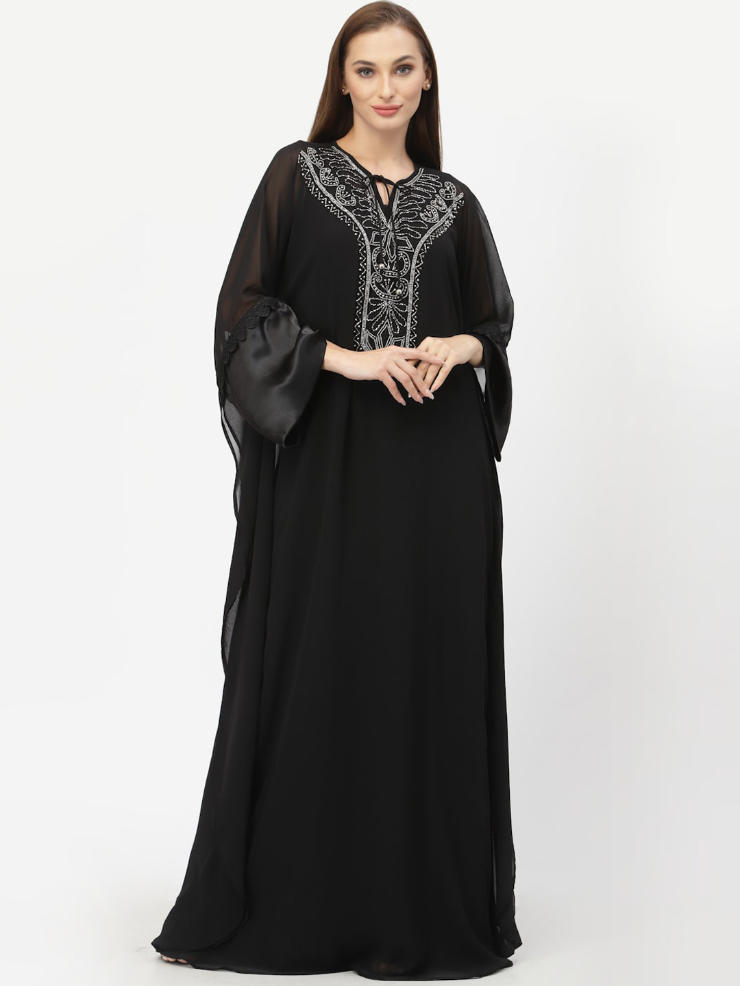 

Just Wow Women Black Embellished Abaya Burqa