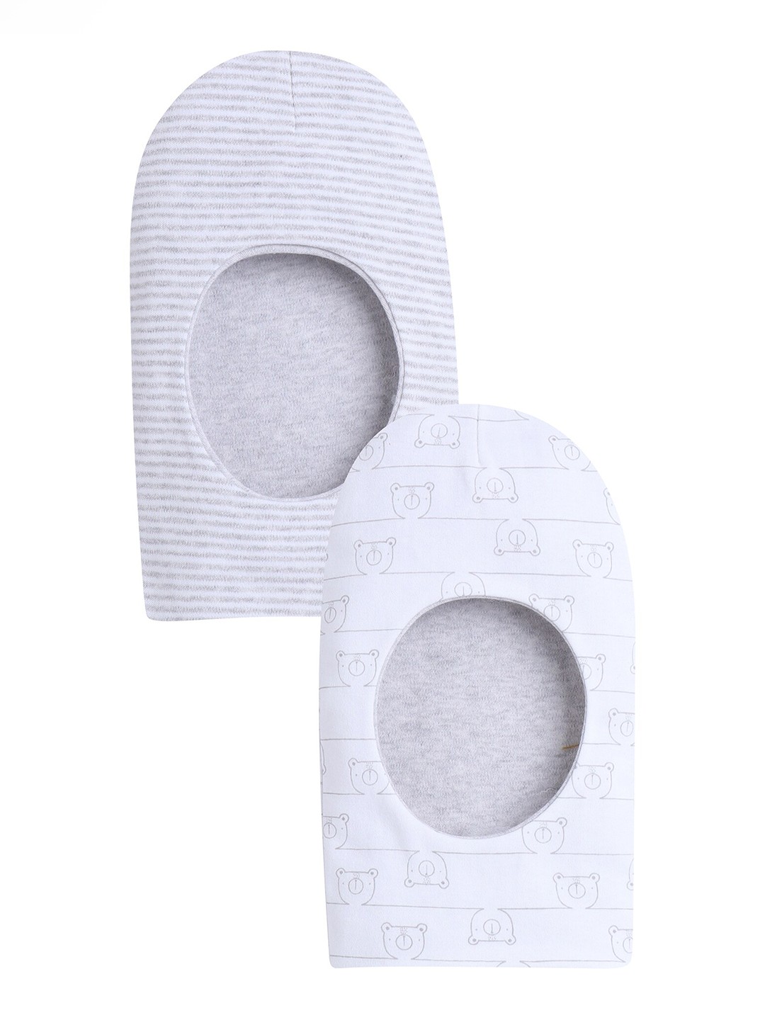 

BUMZEE Boys White & Grey Pack of 2 Printed Reversible Monkey Cap