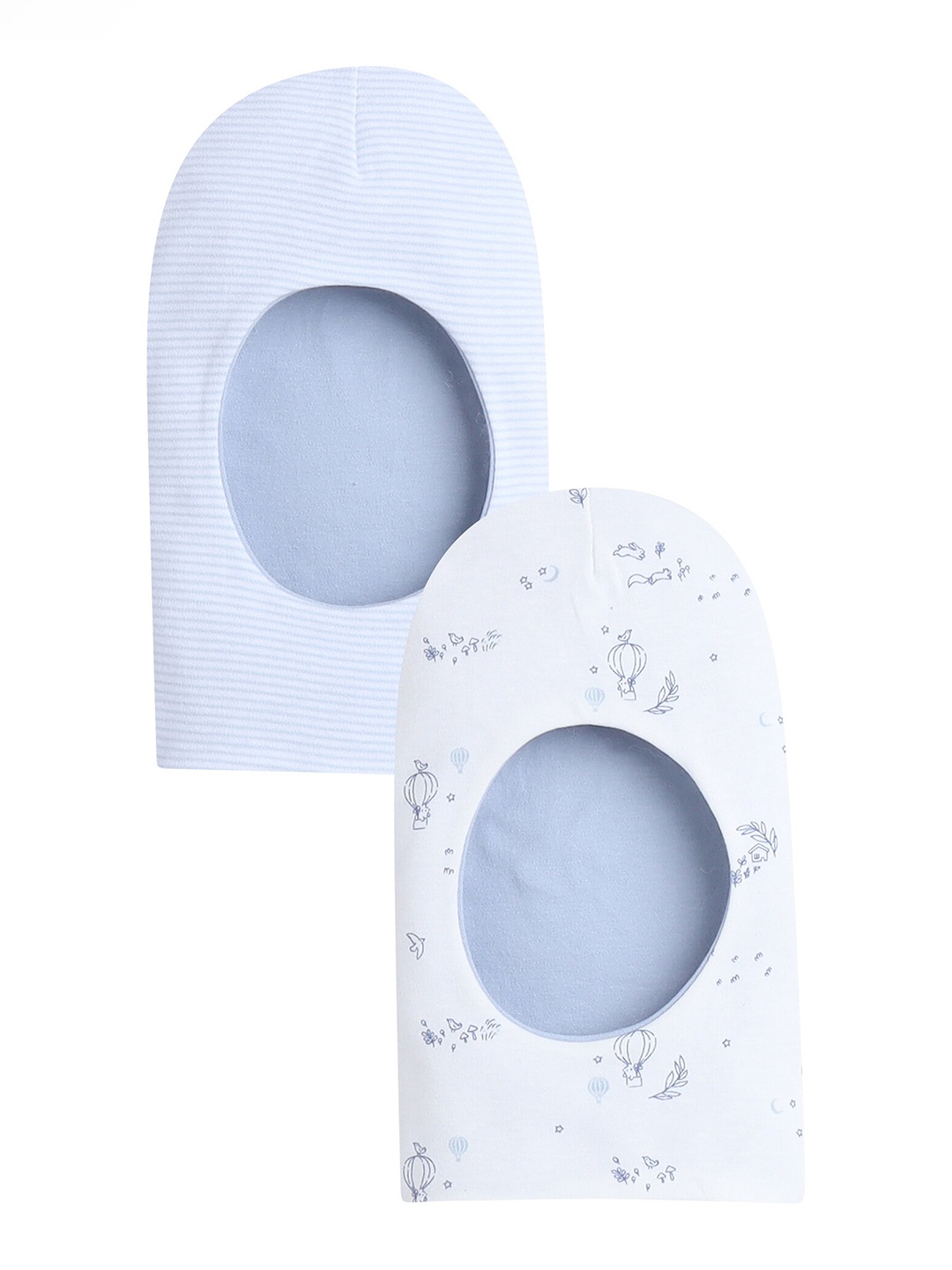

BUMZEE Boys White & Blue Pack of 2 Printed Reversible Monkey Cap