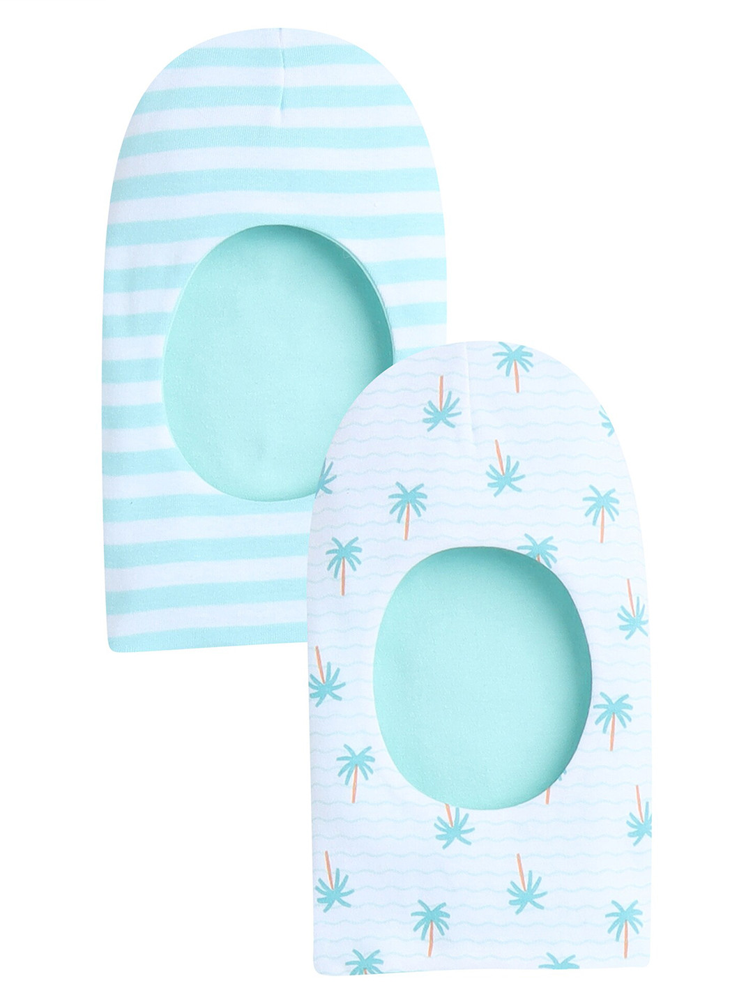 

BUMZEE Girls White & Blue Pack of 2 Printed Reversible Monkey Cap