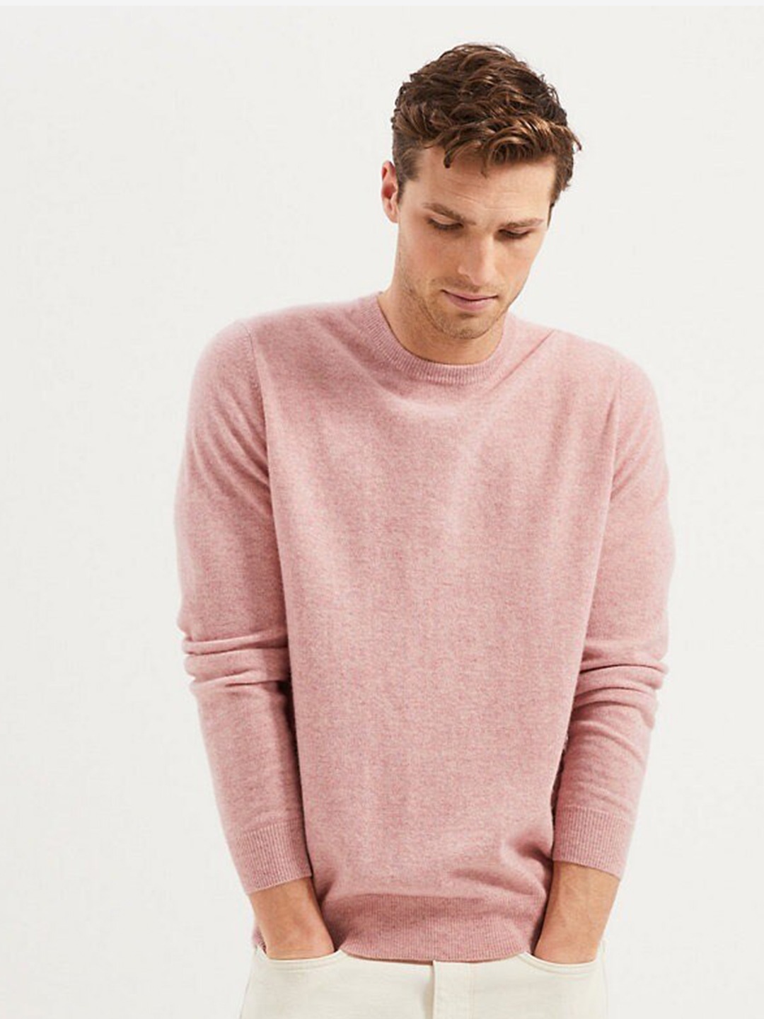 

Marks & Spencer Men Pink Solid Cashmere Pullover