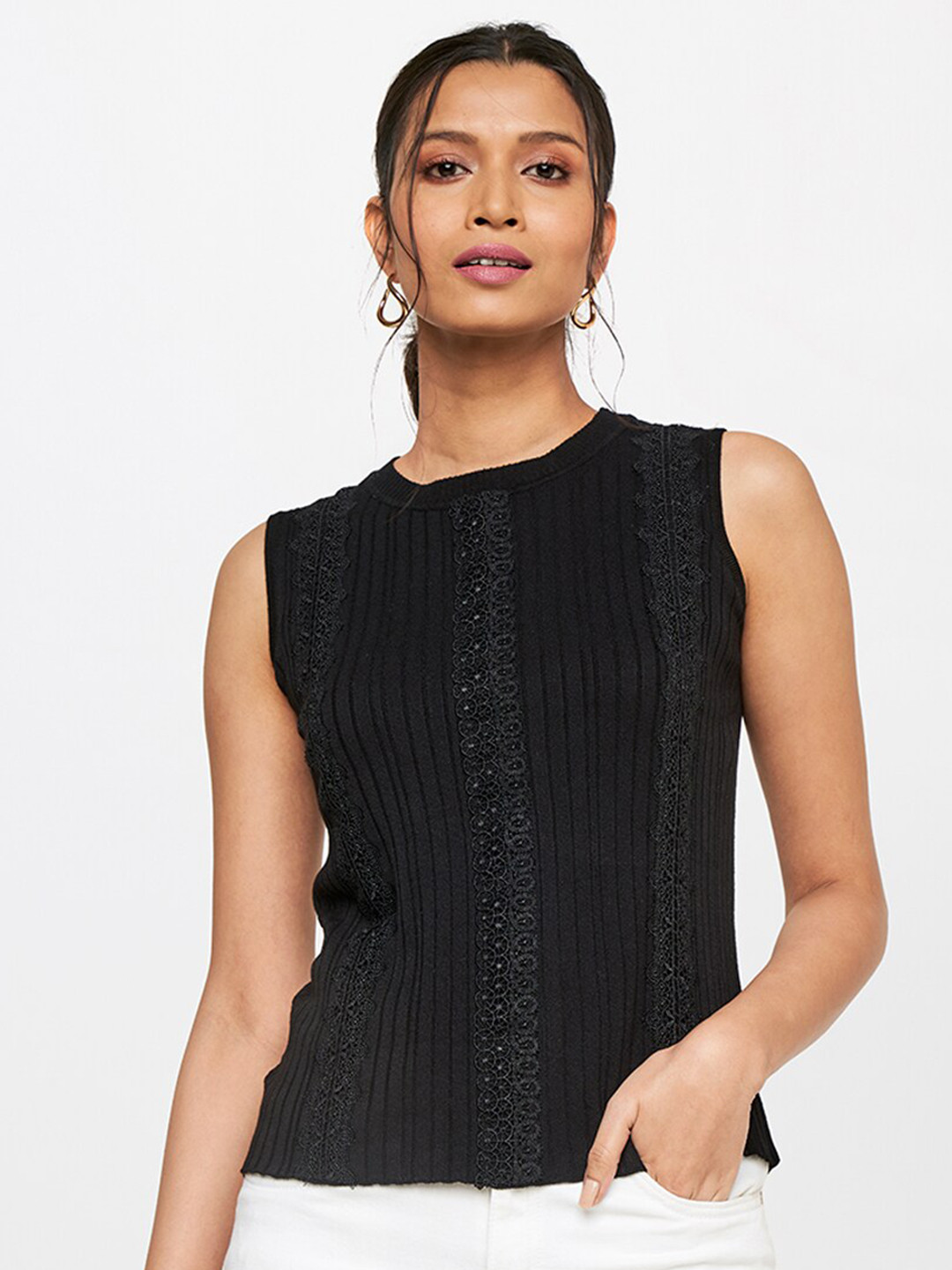 

AND Women Black Self Design Top