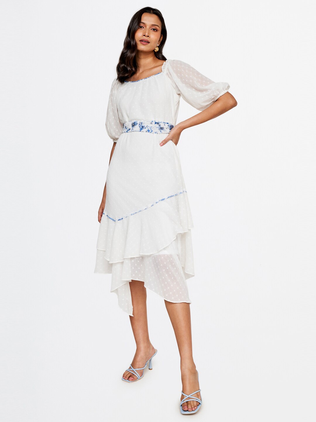 

AND Women White A-Line Midi Dress