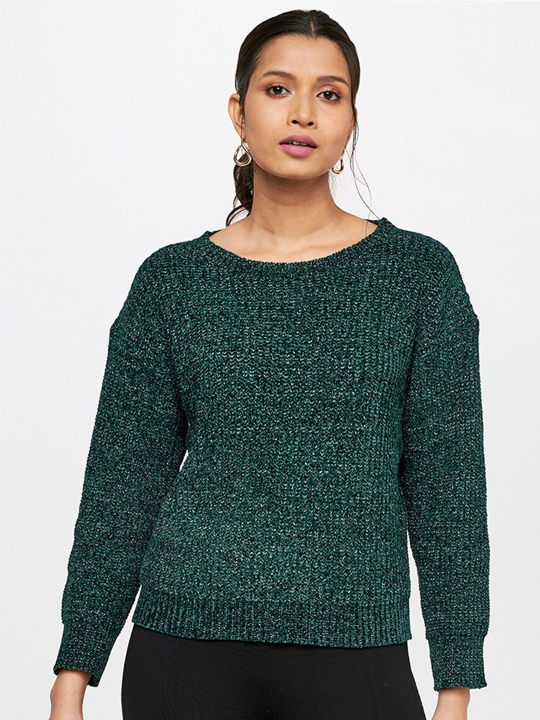 

AND Women Self Design Green Top