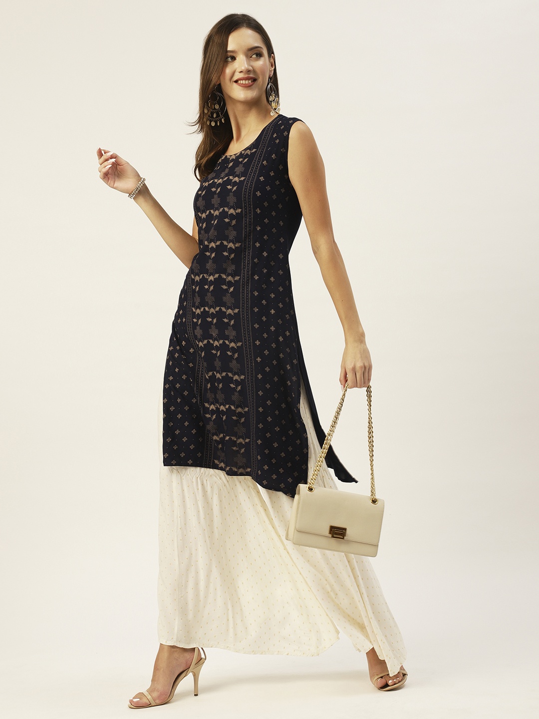

Anubhutee Women Navy Blue Printed Kurta