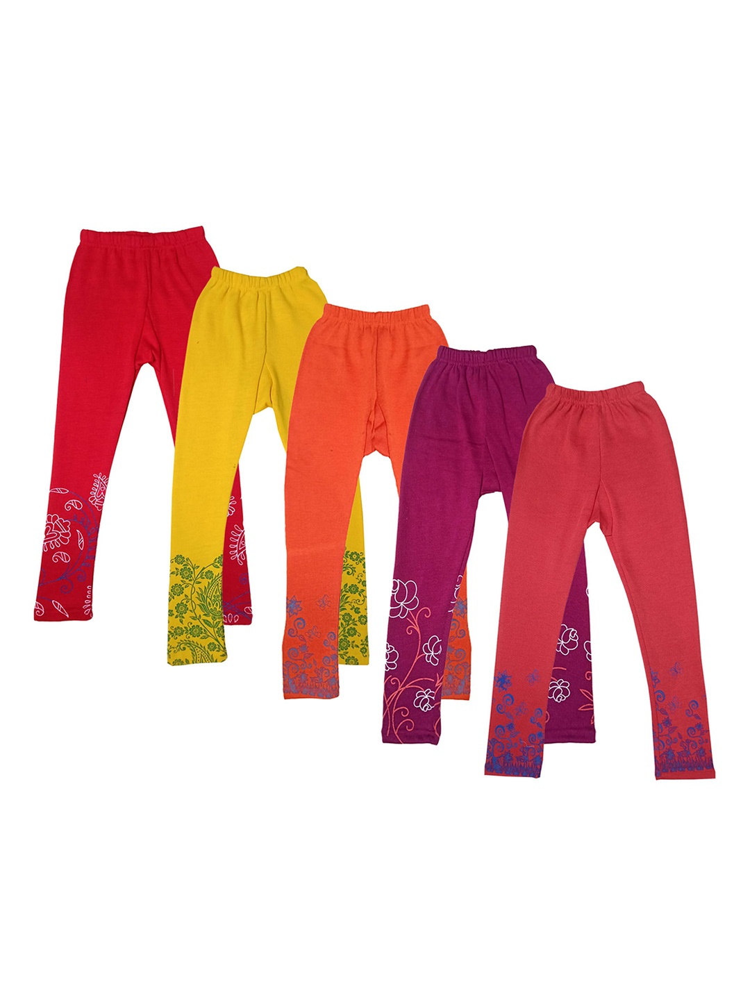

IndiWeaves Girls Pack Of 5 Printed Leggings, Purple