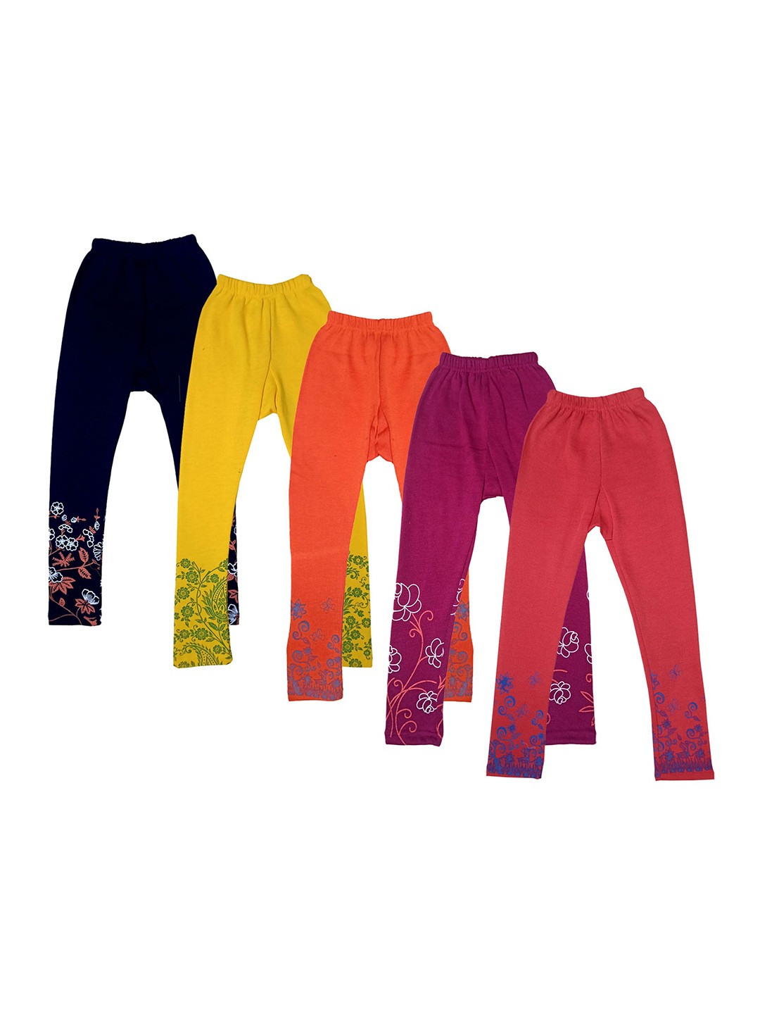 

IndiWeaves Girls Pack Of 5 Printed Leggings, Yellow