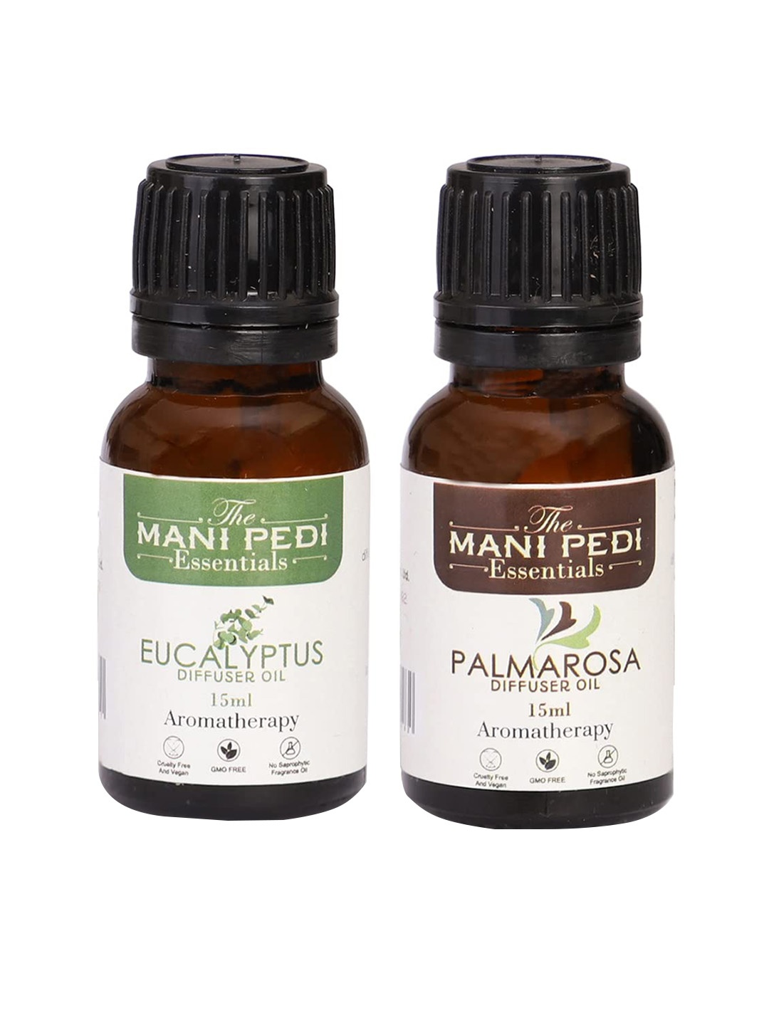 

The Mani Pedi Essentials Set Of 2 Palmarosa & Eucalyptus Diffuser Oil 15 ml, Brown