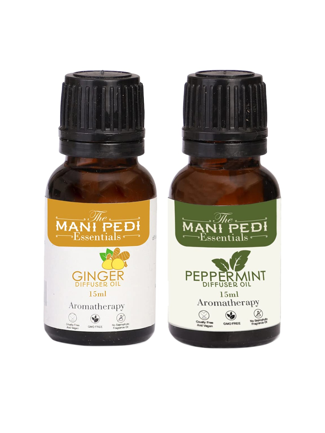 

The Mani Pedi Essentials Set Of 2 Peppermint & Ginger Diffuser Oil 15 ml, Brown