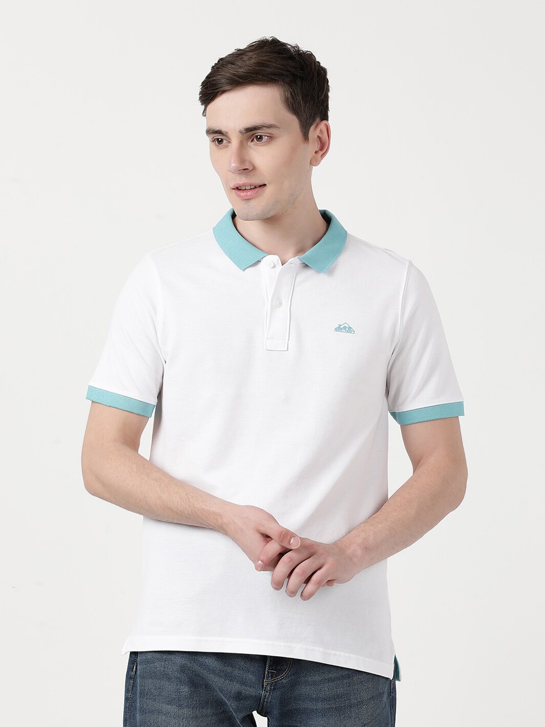 

Lee Men White Polo Collar Slim Fit Cotton T-shirt