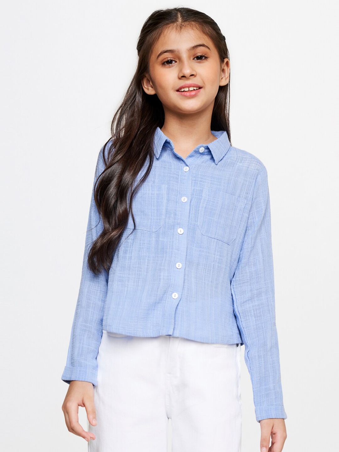 

AND Girls Blue Striped Shirt Style Top