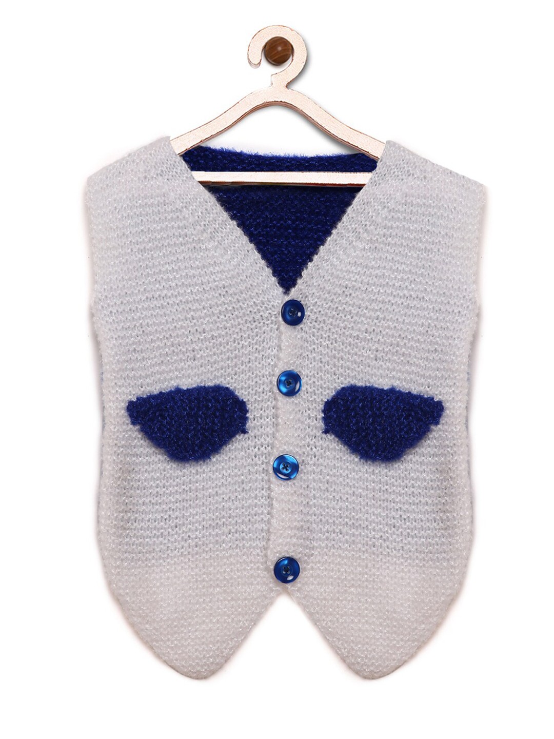 

CHUTPUT Unisex Kids White & Blue Sweater Vest