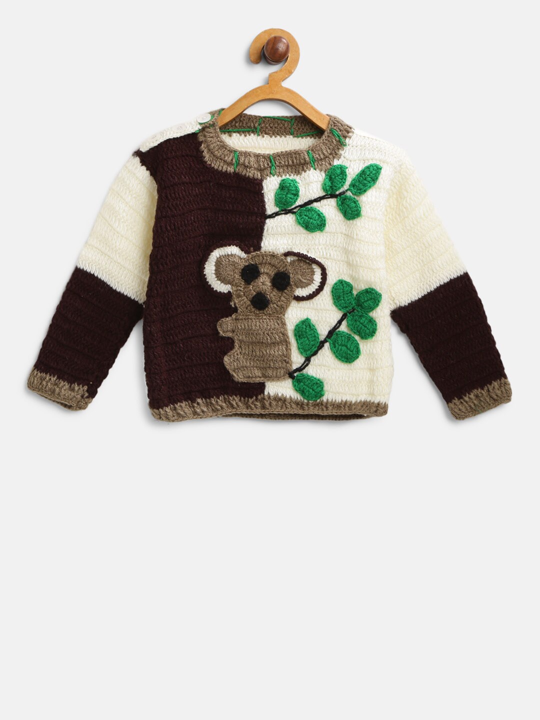 

CHUTPUT Unisex Kids Cream-Coloured & Brown Pullover