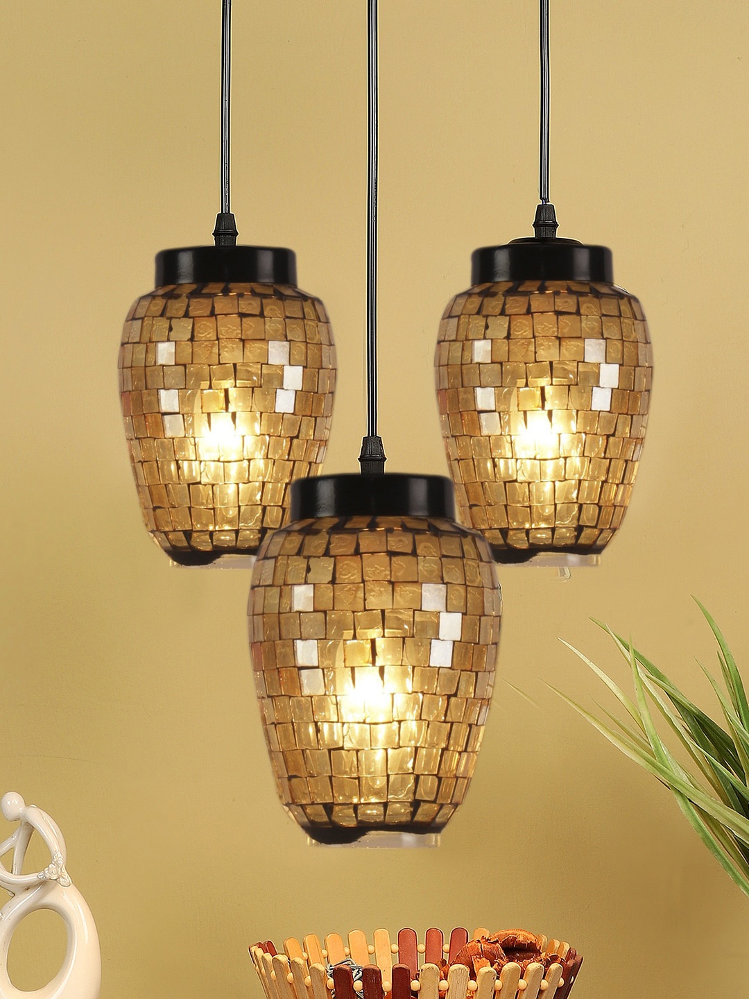 

Devansh Black Solid Mosaic Glass Ceiling Lamp