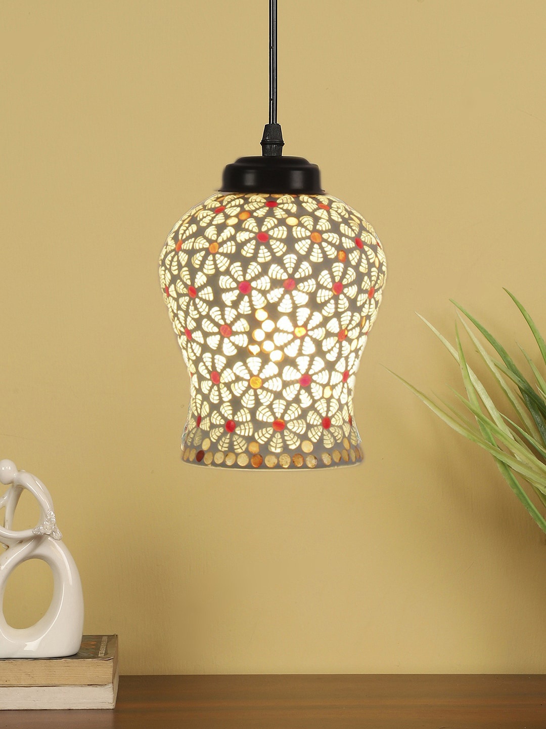 

Devansh White & Grey Mosaic Glass Hanging Lamps