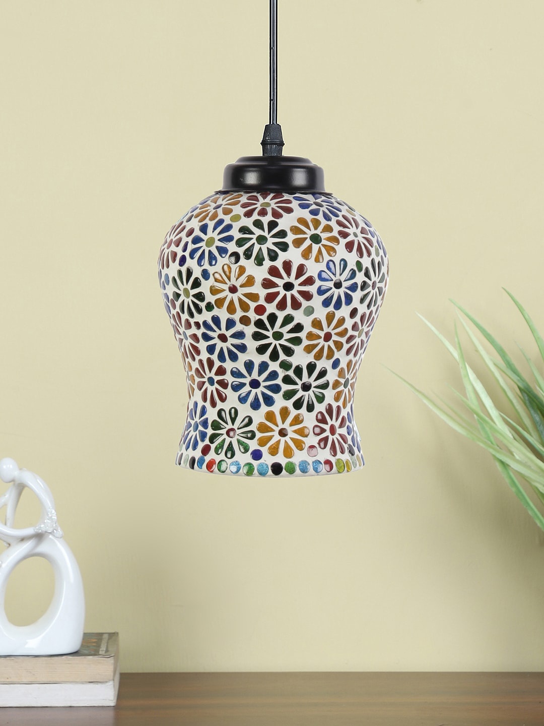 

Devansh White & Yellow Mosaic Glass Hanging Lamp