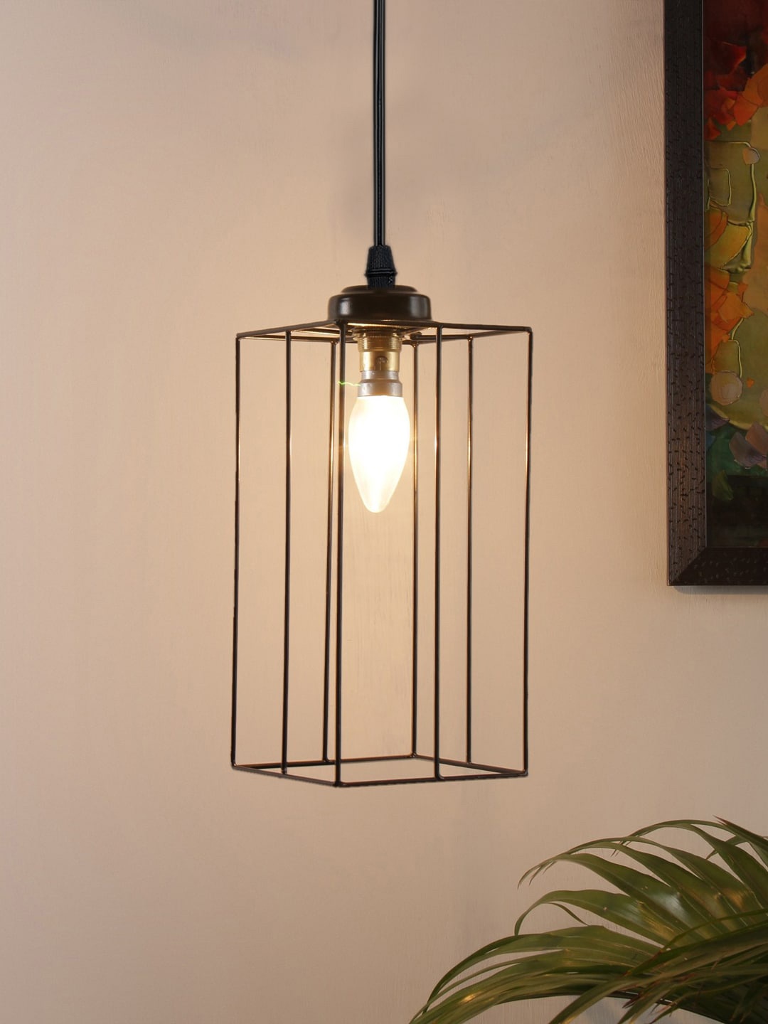 

Devansh Black Square Iron Hanging lamp
