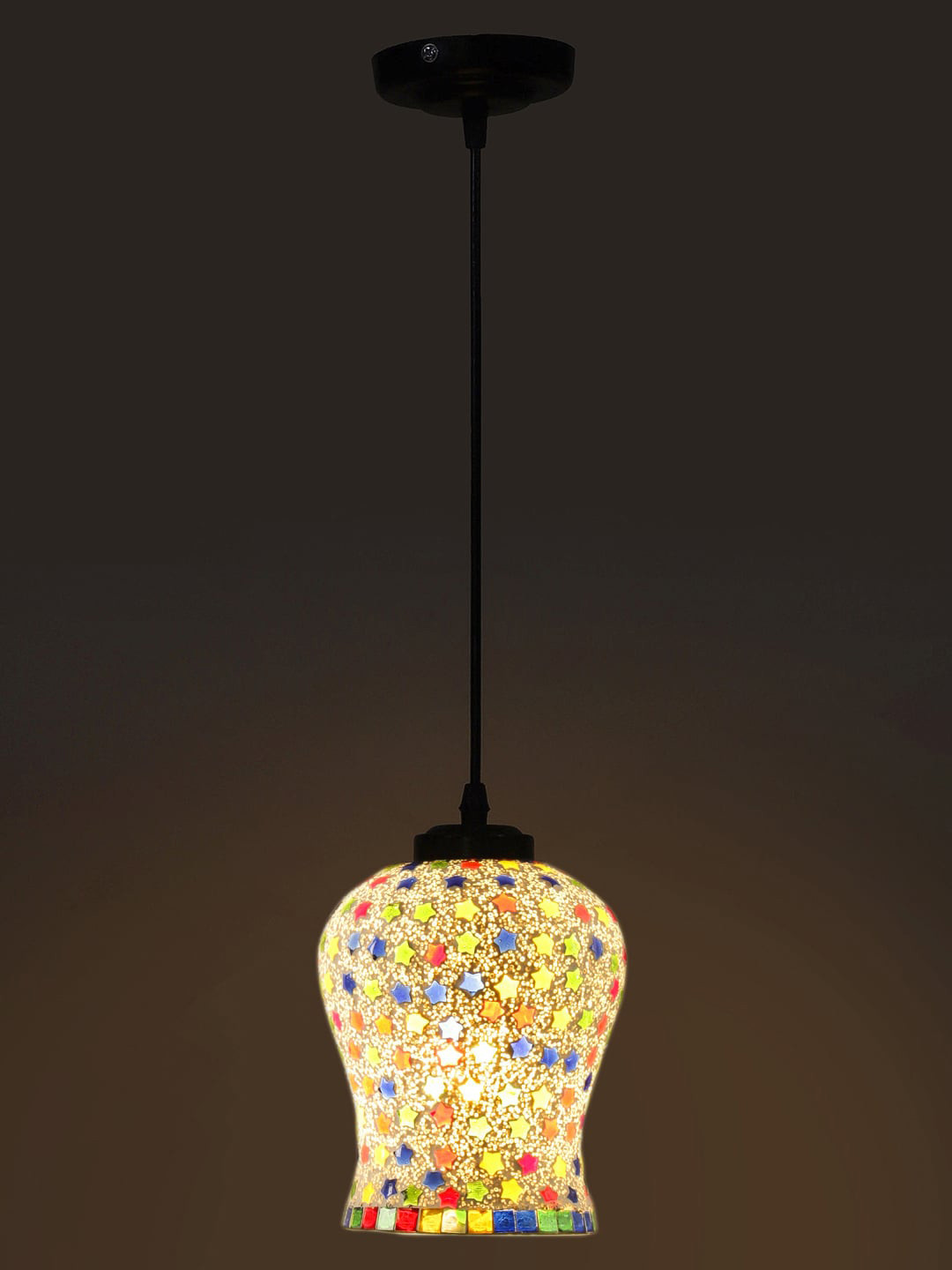 

Devansh White & Red Mosaic Glass Hanging Lamp