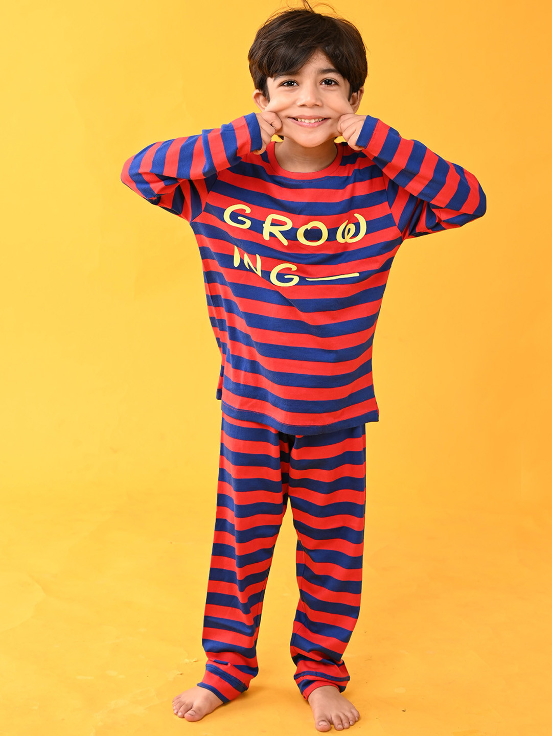 

Anthrilo Boys Red & Blue Striped Cotton Night Suit Set AN13687N