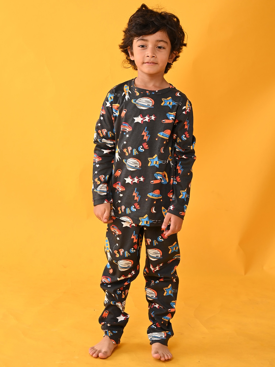 

Anthrilo Boys Black & Blue Printed Cotton Night suit AN13765N