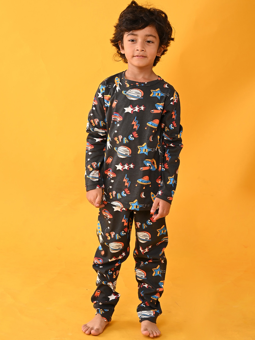 

Anthrilo Boys Black & Red Printed Cotton Night suit AN13765N