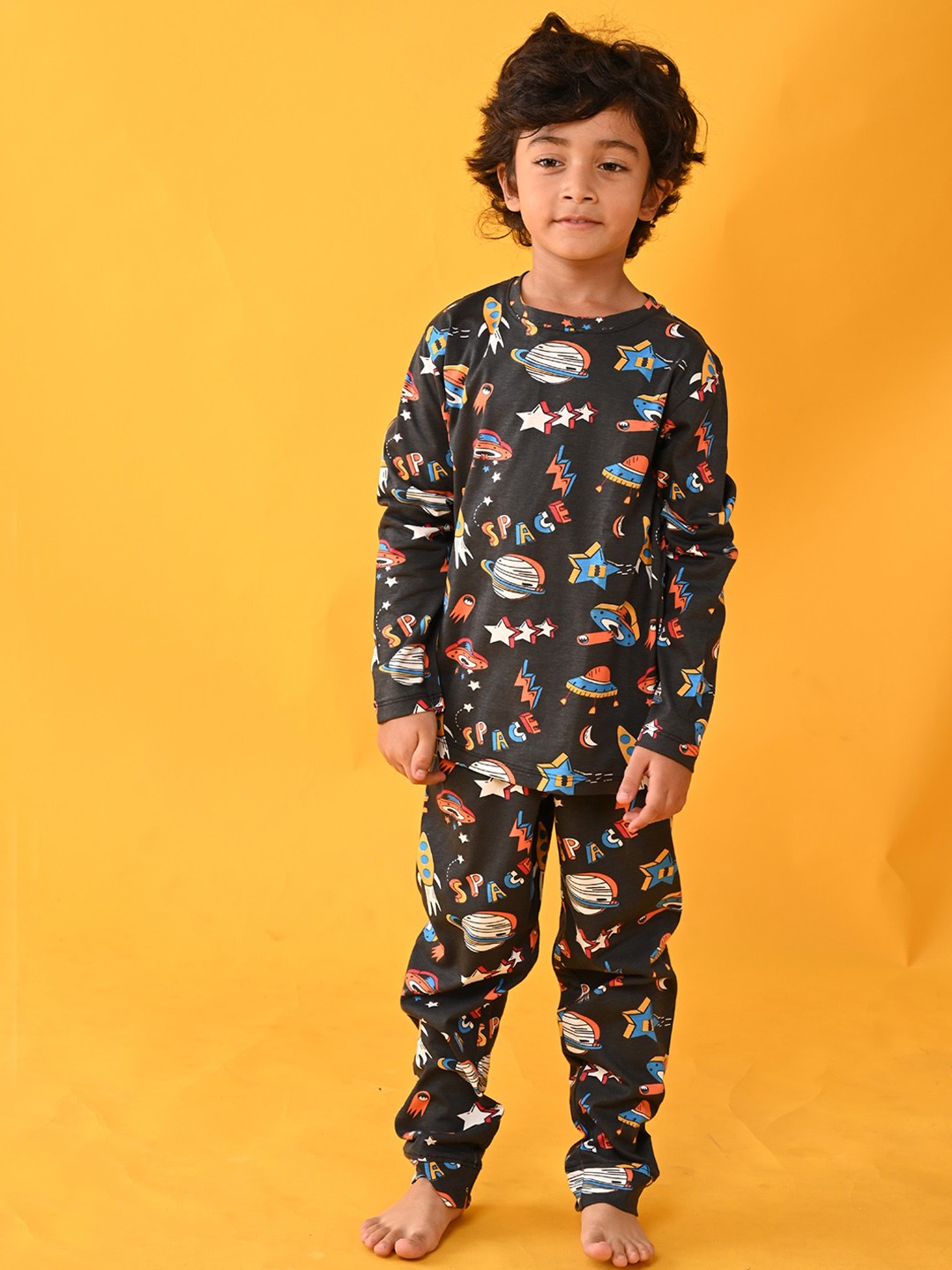 

Anthrilo Boys Black & Blue Printed Cotton Night Suit Set AN13765N