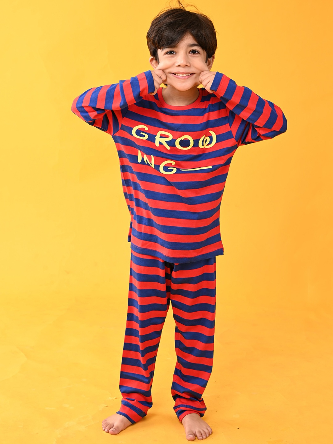 

Anthrilo Boys Red & Blue Striped Cotton Night Suit Set AN13687N