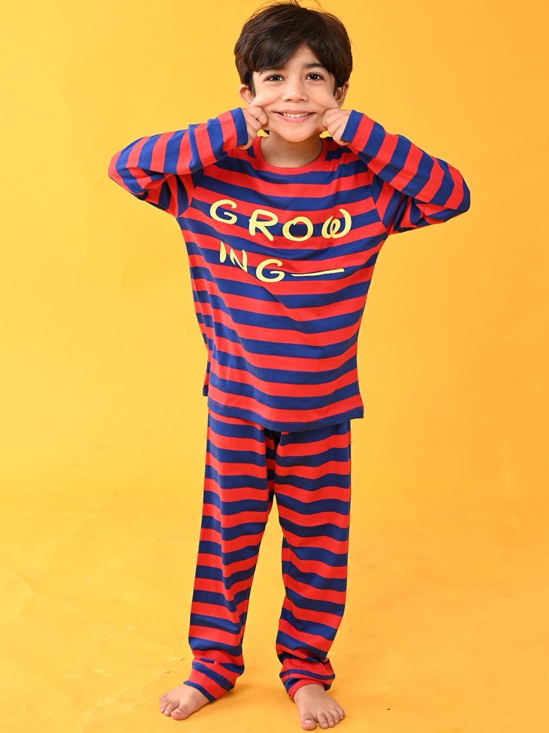 

Anthrilo Boys Red & Blue Striped Cotton Night suit AN13687N