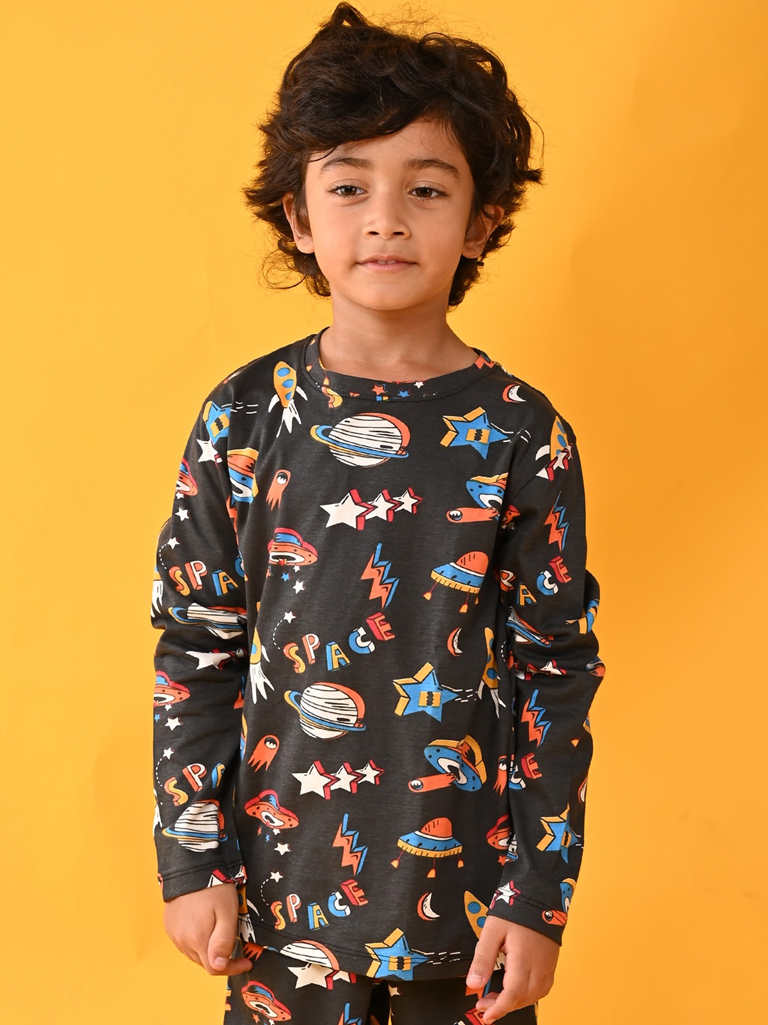 

Anthrilo Boys Black & Blue Printed Cotton Night suit AN13765N