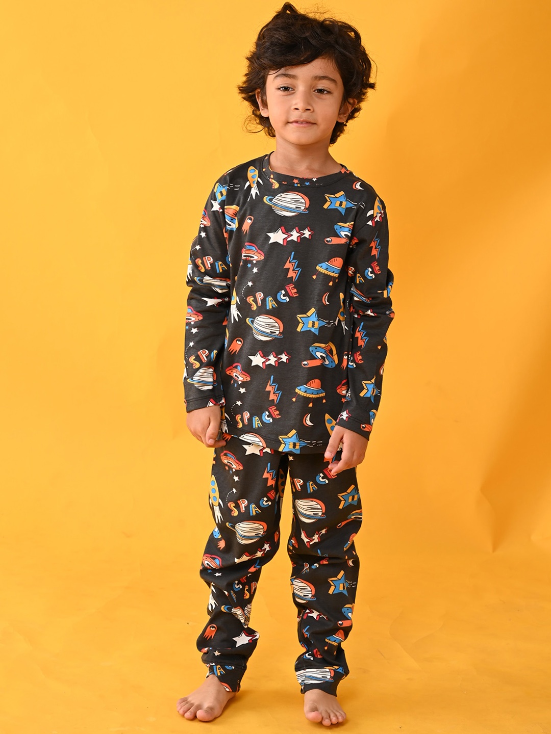 

Anthrilo Boys Black & Red Printed Cotton Night Suit AN13765N