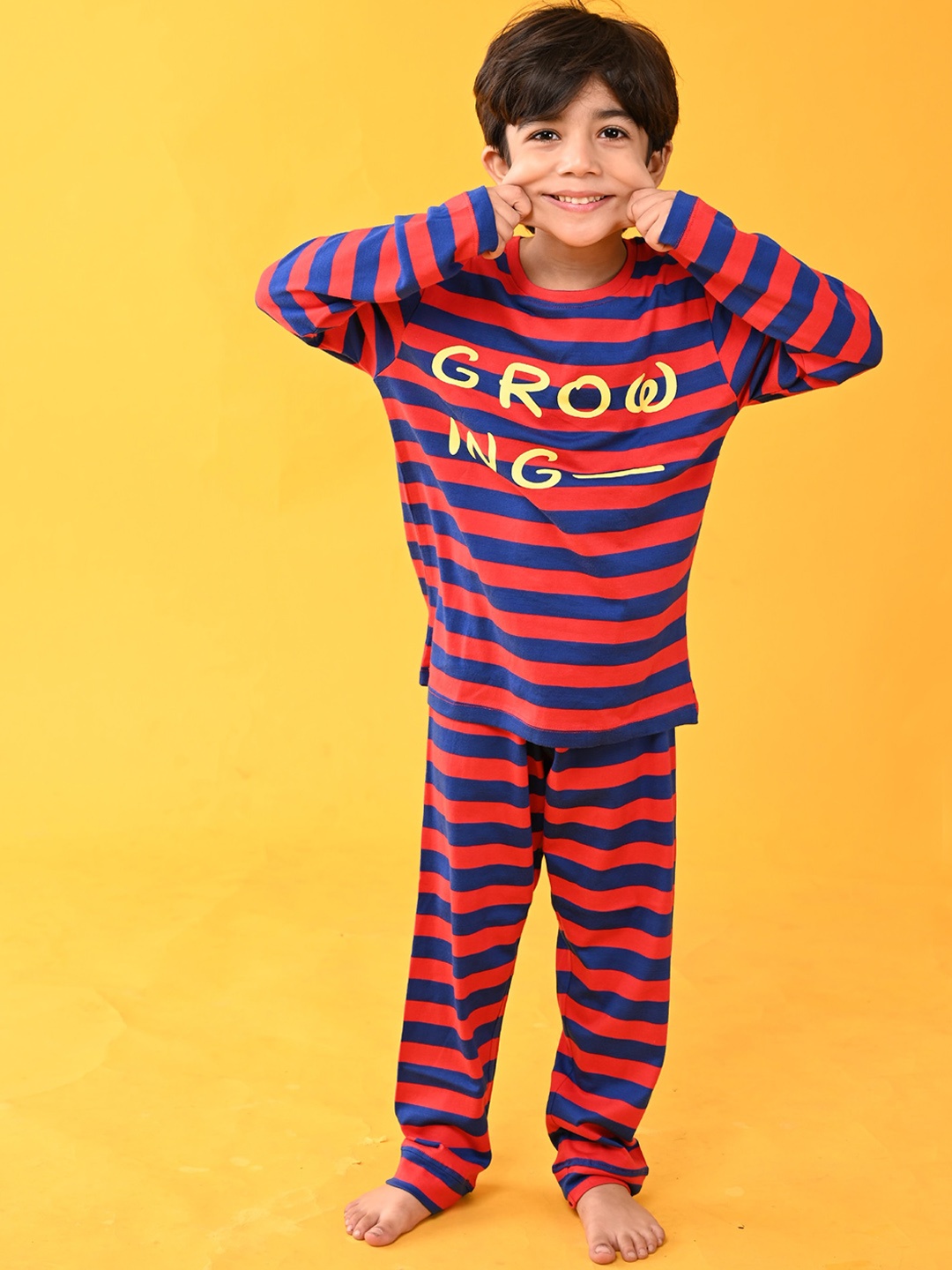 

Anthrilo Boys Red & Blue Striped Cotton Night suit AN13687N