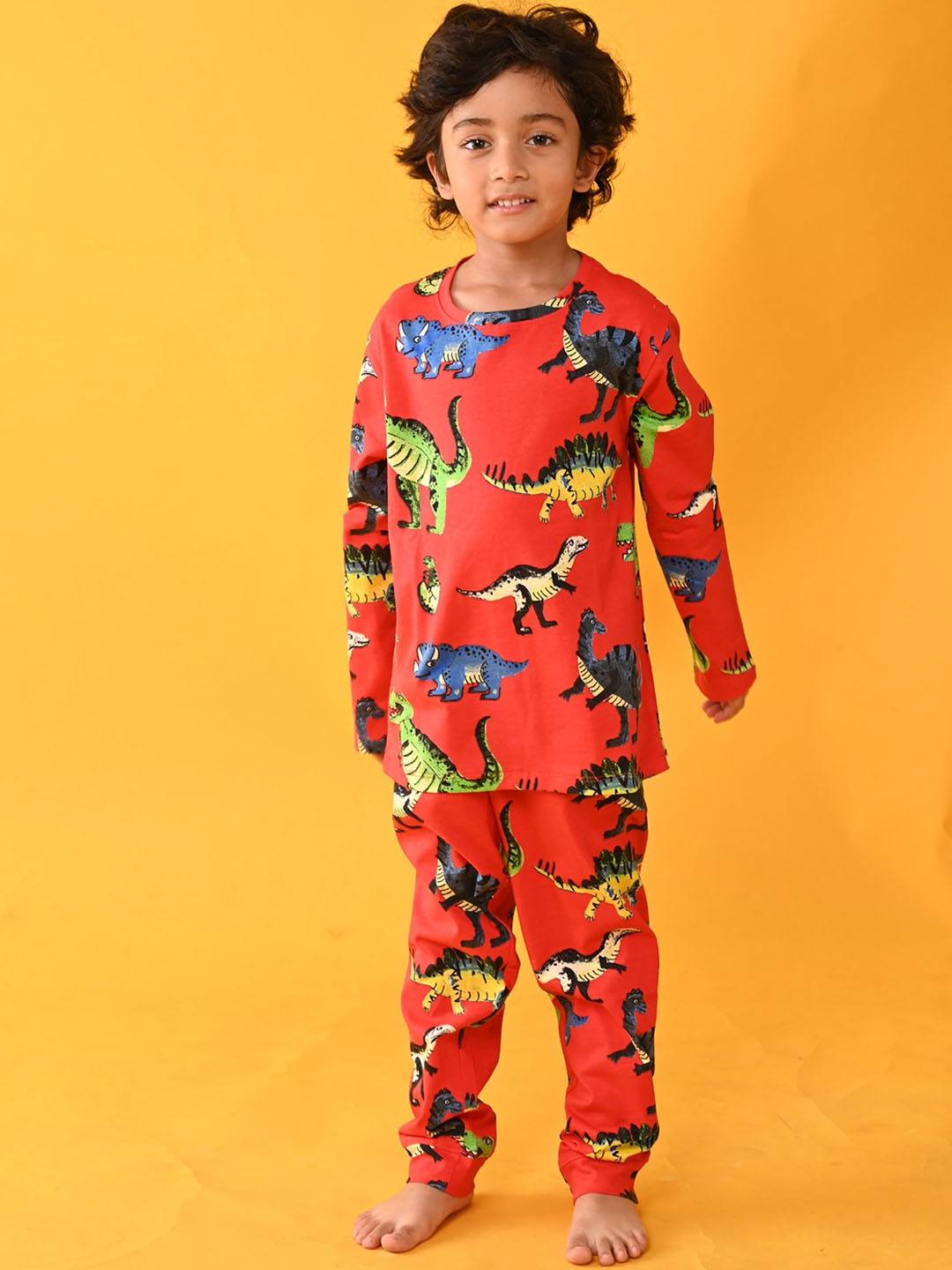 

Anthrilo Boys Red & Blue Printed Cotton Night suit AN13739N
