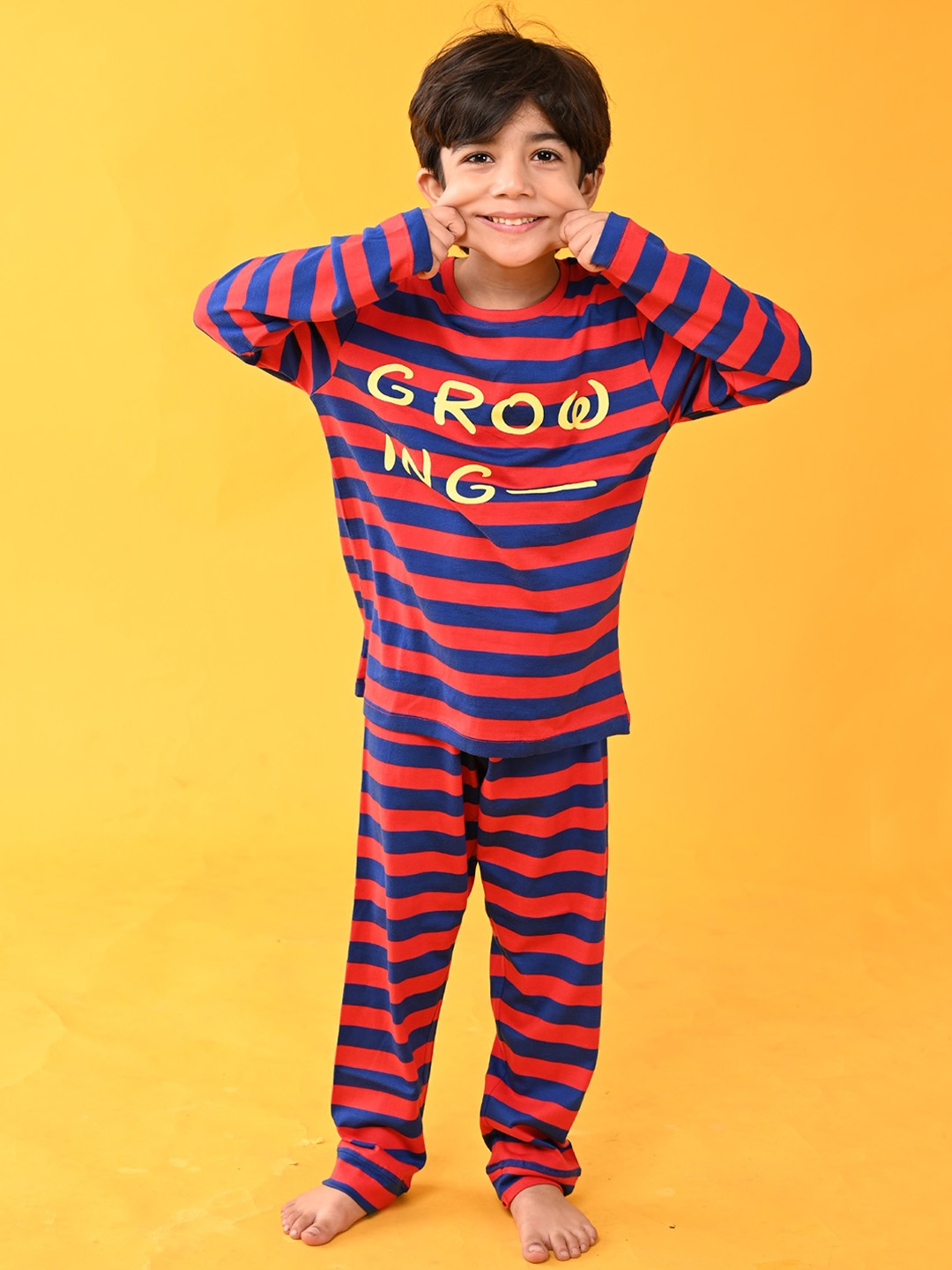 

Anthrilo Boys Red & Blue Striped Cotton Night suit AN13687N