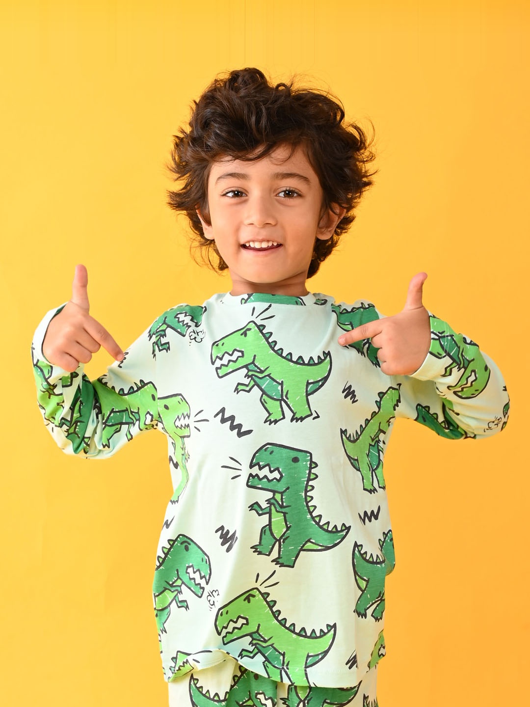 

Anthrilo Boys Sea Green & Green Printed Pure Cotton Night suit
