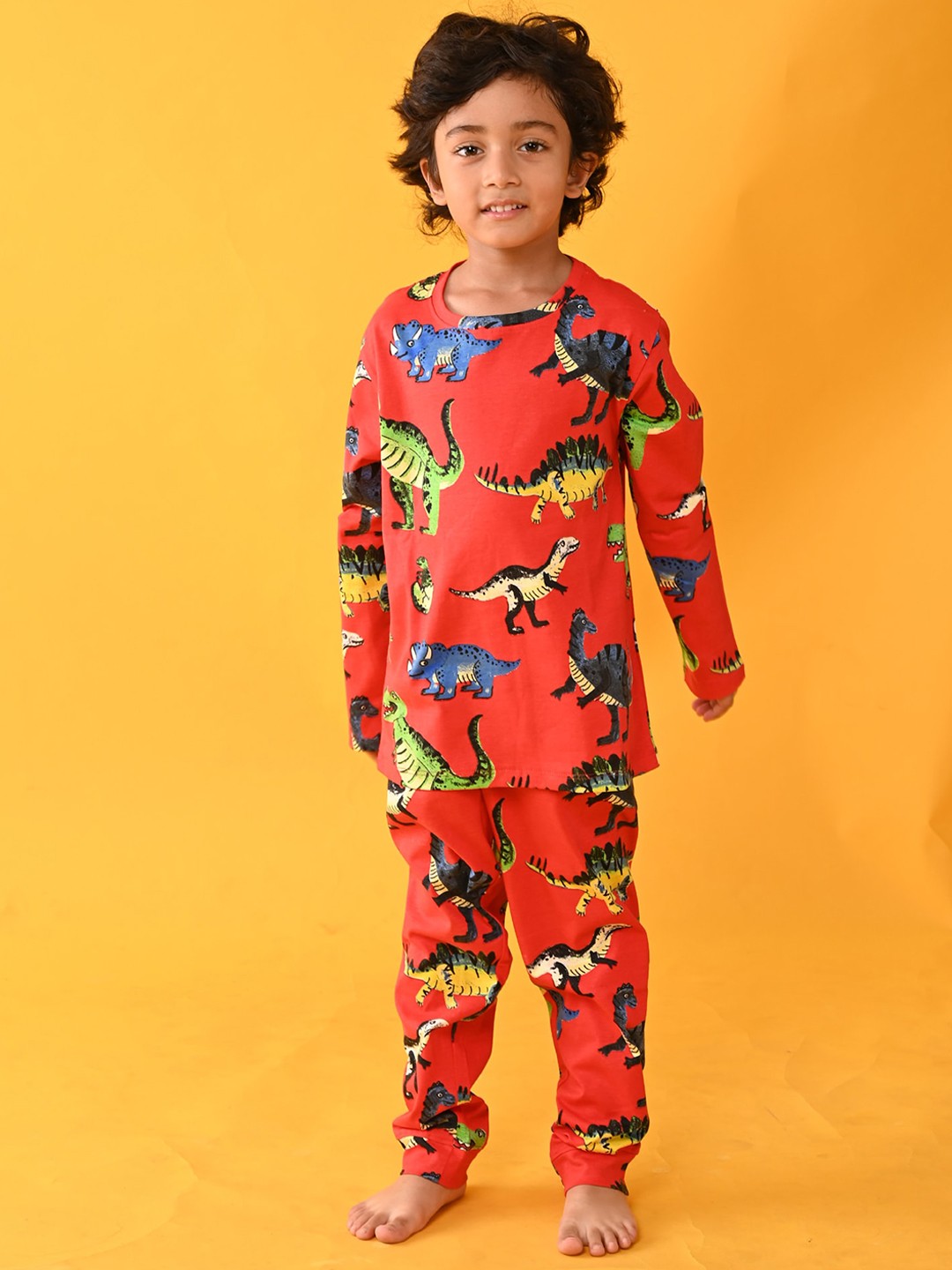 

Anthrilo Boys Red & Blue Printed Pure Cotton Night suit