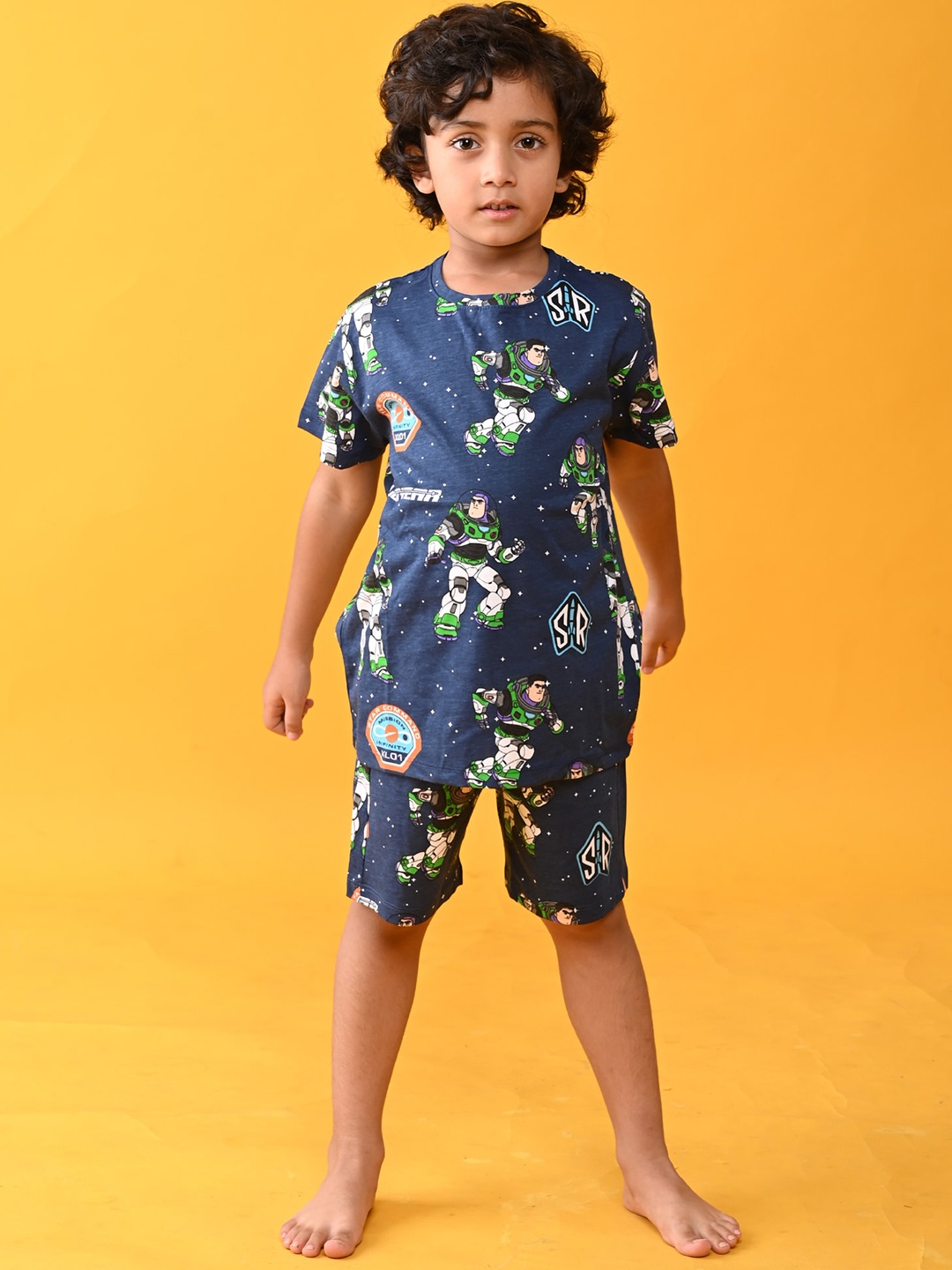 

Anthrilo Boys Blue & Green Printed Pure Cotton Night suit