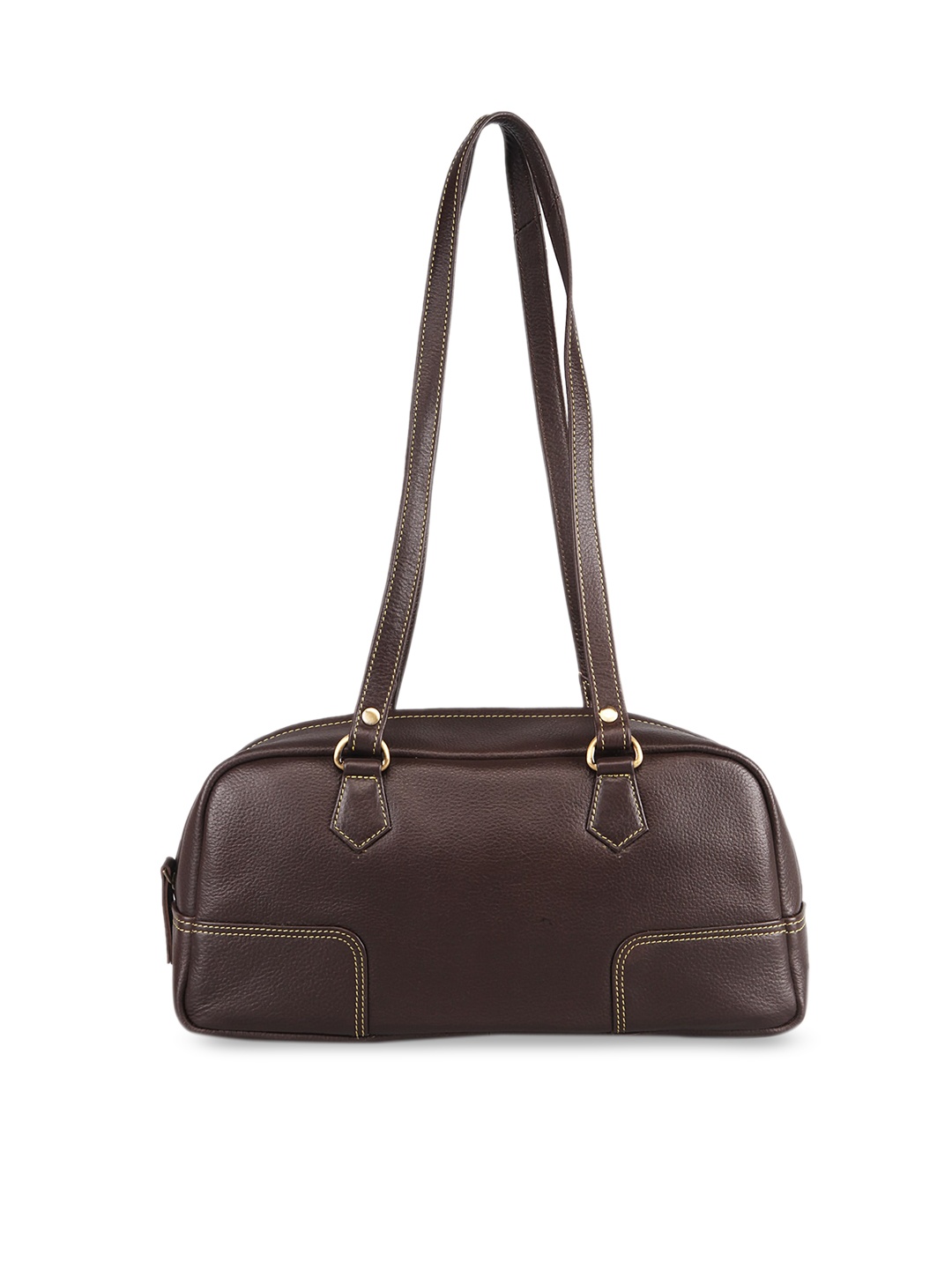 

GENWAYNE Brown Leather Oversized Structured Shoulder Bag