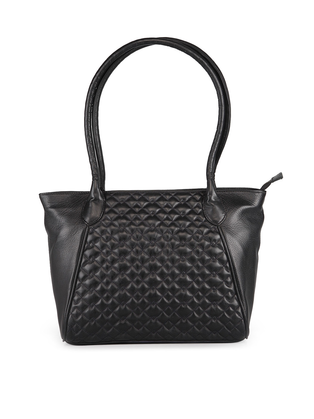 

GENWAYNE Black Textured Leather Structured Handheld Bag