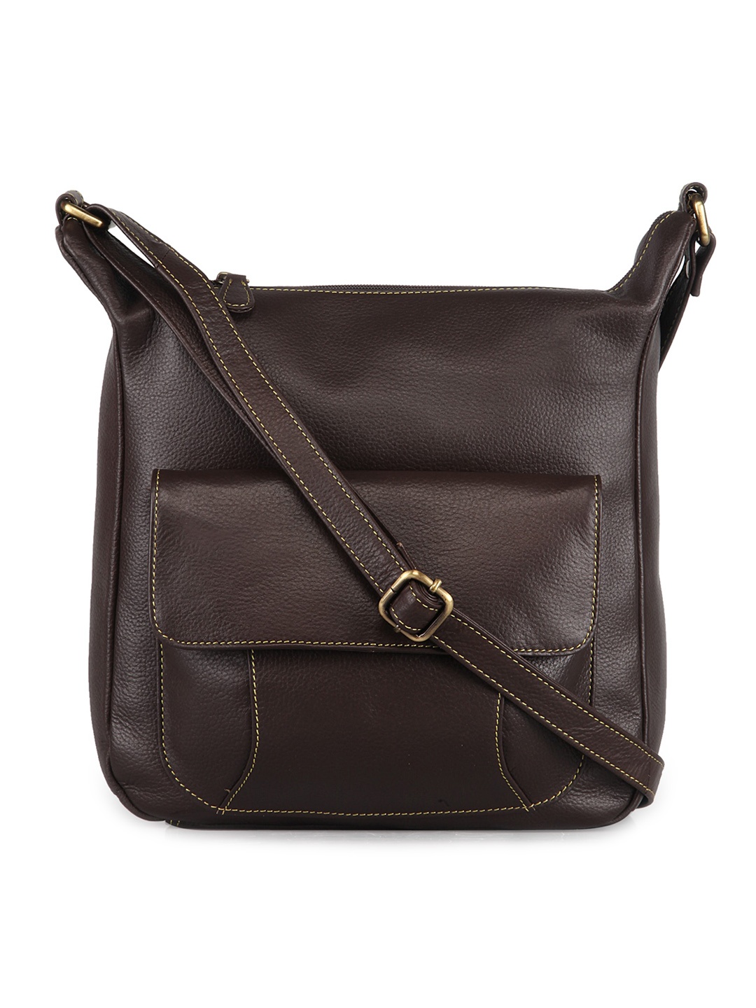 

GENWAYNE Brown Leather Structured Sling Bag