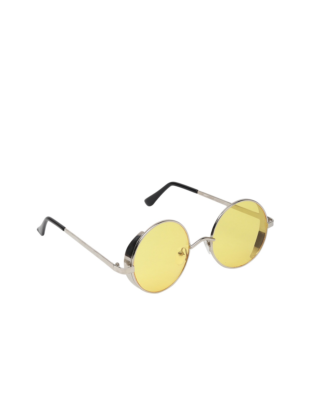 

GARTH Unisex Yellow Lens & Gunmetal-Toned Round Sunglasses With UV Protected Lens