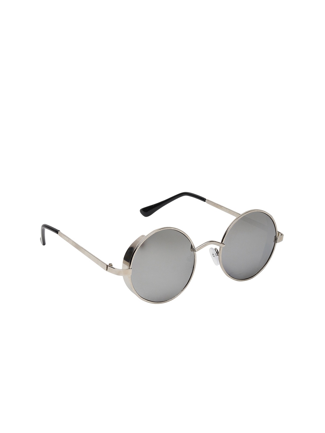 

GARTH Unisex Grey Lens & Gunmetal-Toned Round Sunglasses With UV Protected Lens, Silver