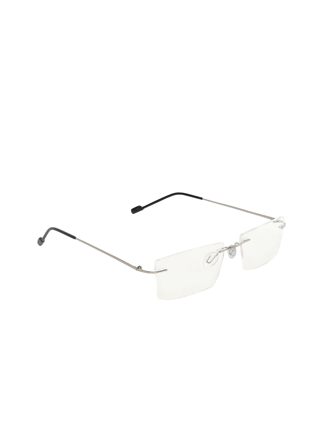 

GARTH Unisex Clear Lens & Gunmetal-Toned Rectangle Sunglasses With UV Protected Lens, Transparent