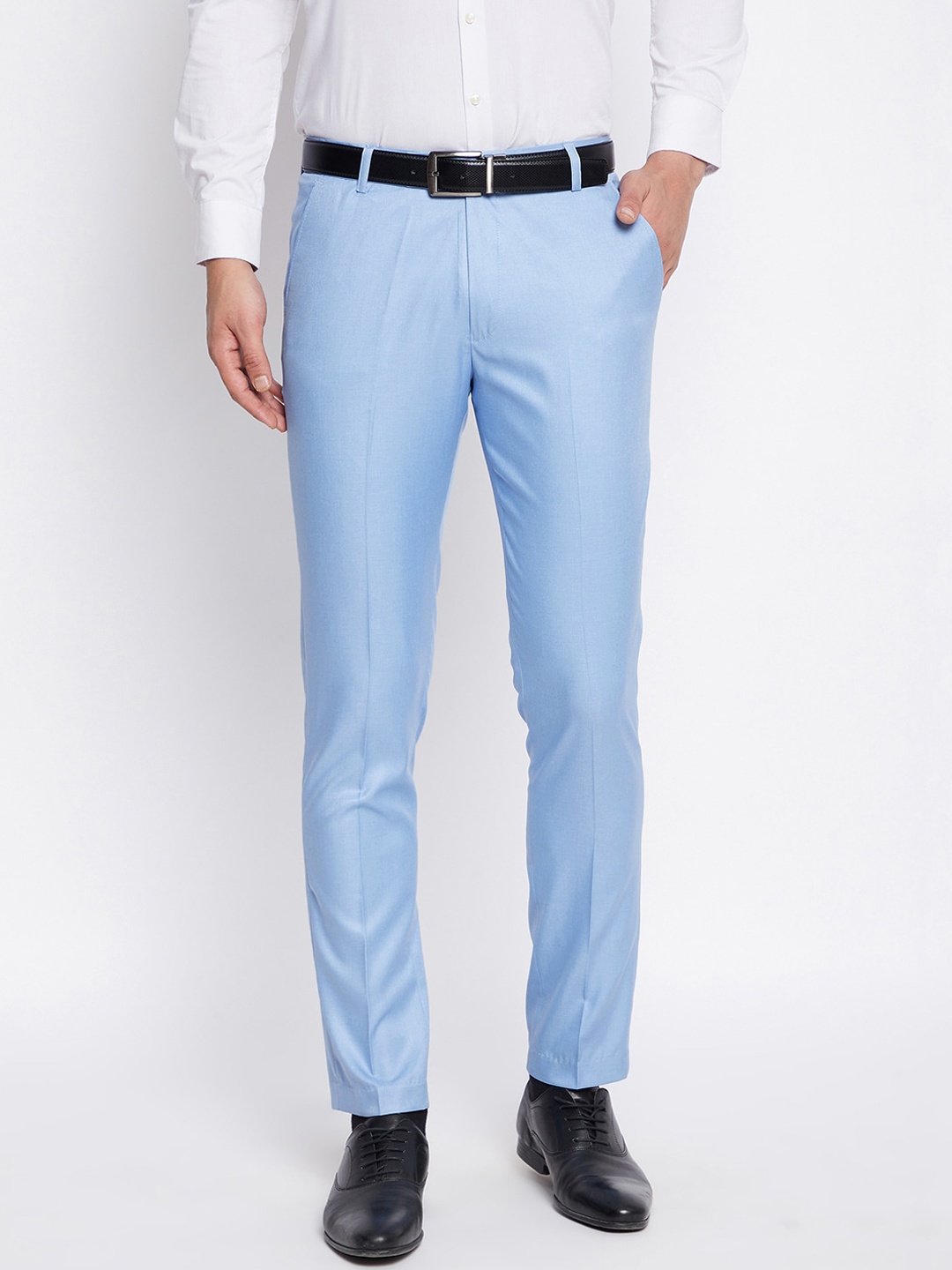 

VEI SASTRE Men Blue Smart Slim Fit Formal Trouser