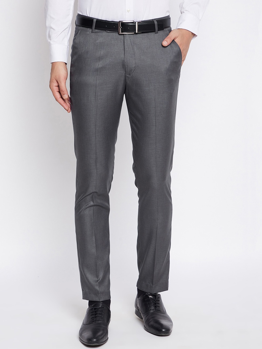 

VEI SASTRE Men Charcoal Smart Slim Fit Formal Trouser