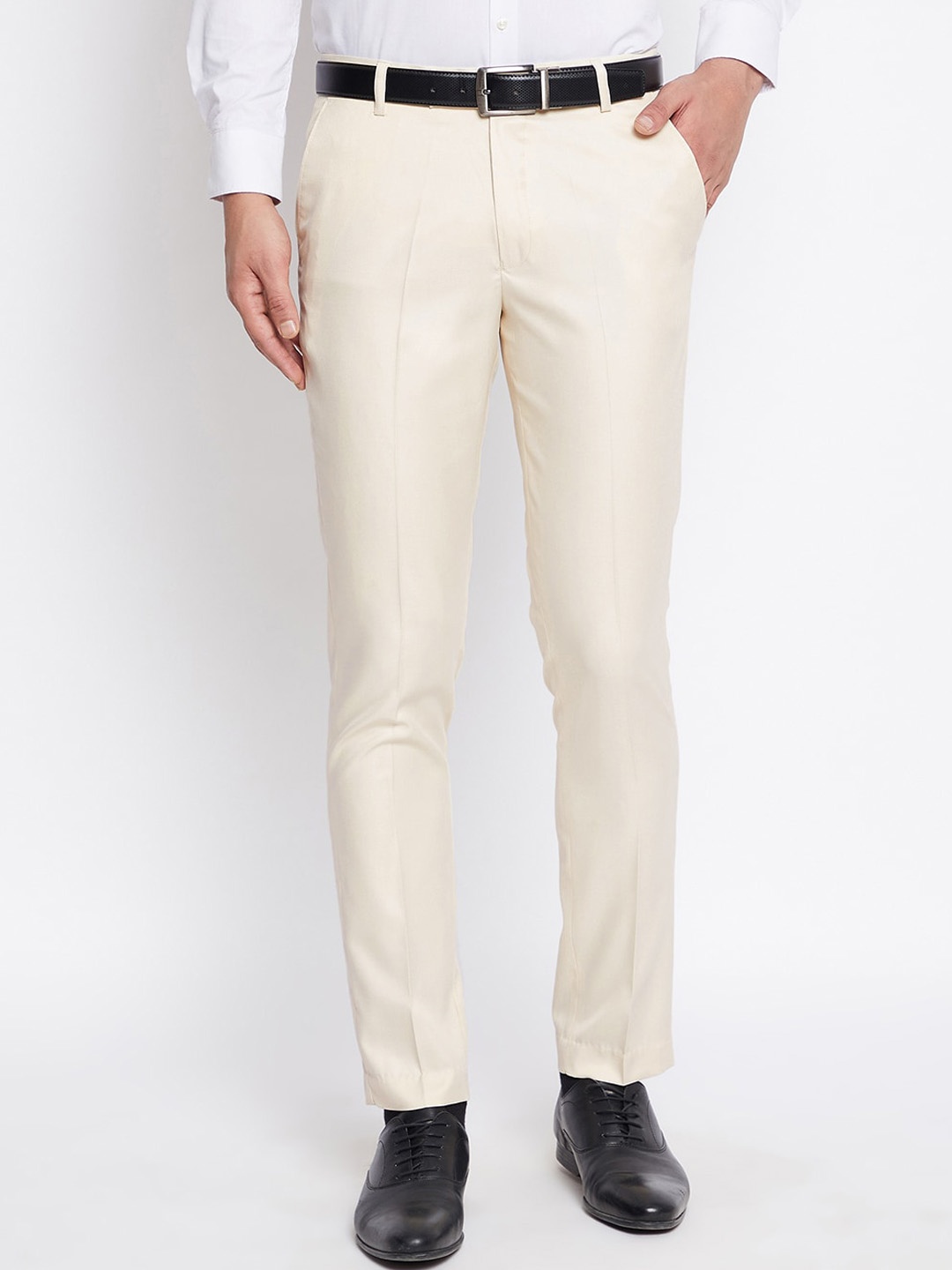 

VEI SASTRE Men Beige Smart Slim Fit Formal Trouser